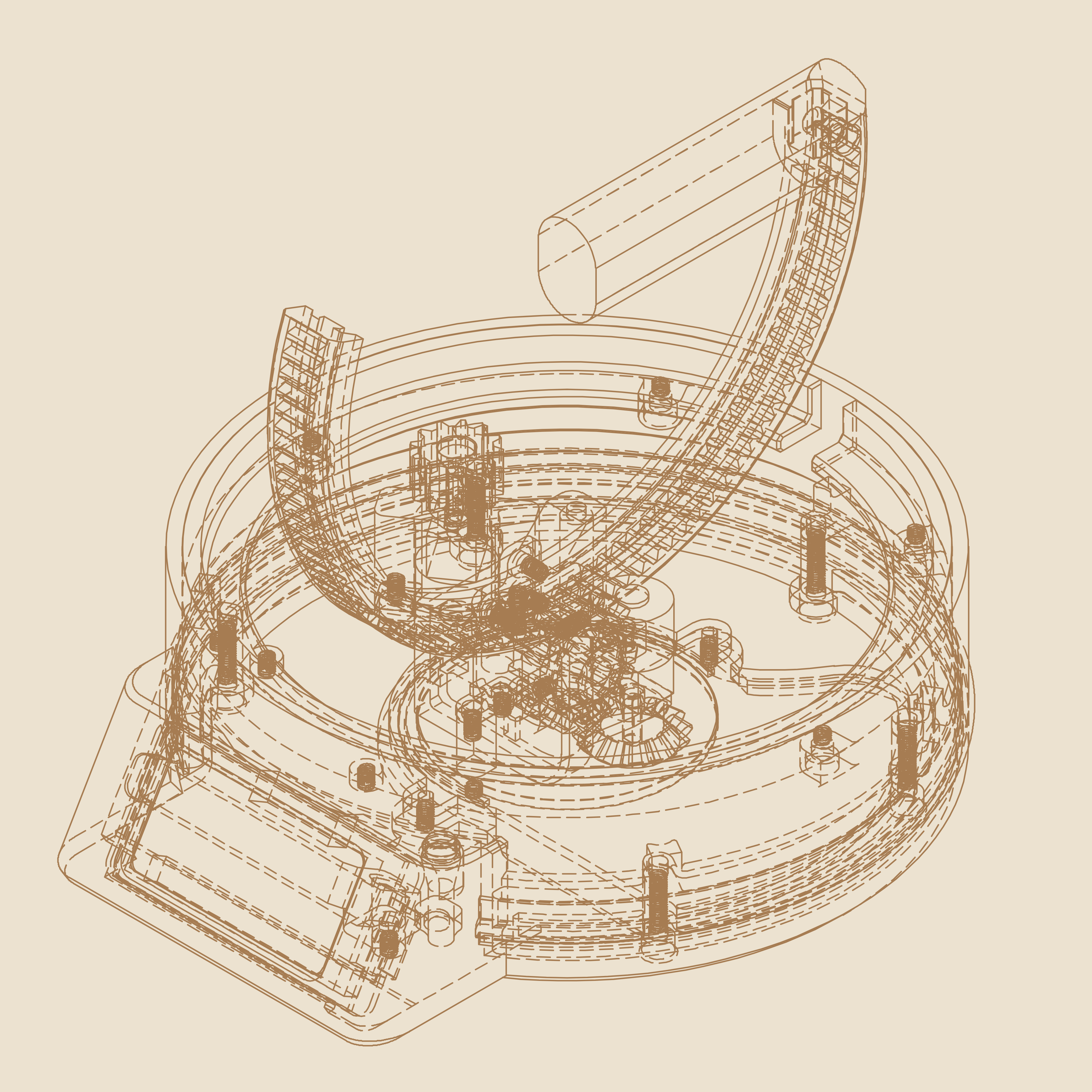 Wireframe view of the fully 3D printable Astro Arrow mechanism
