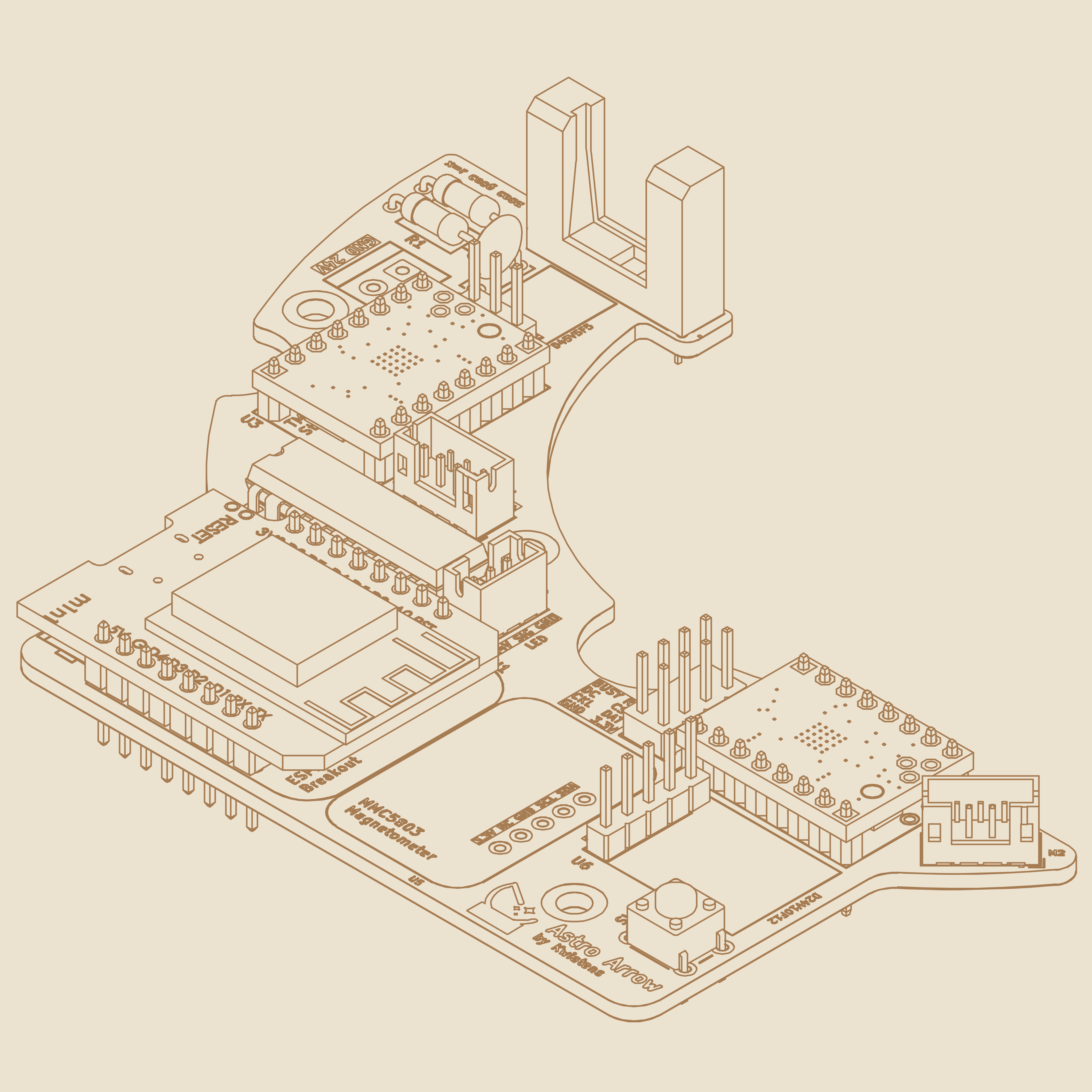 Wireframe PCB view of Astro Arrow